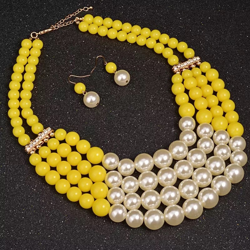 Multi Simulated Pearl Necklace.